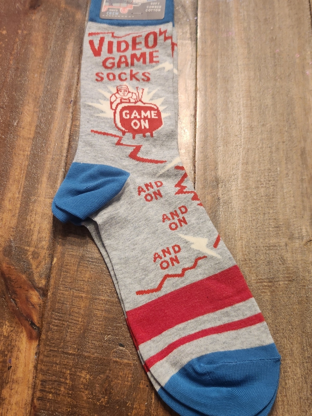 NWT Video Game 'Game On' Crew Socks - Grey, Red & Blue